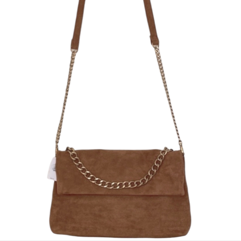 NWT | Express Suede Handbag | Clutch with Golden | Bronze Accents - Picture 2 of 12